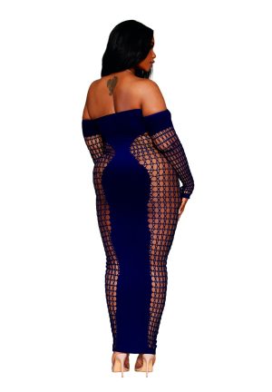 Dreamgirl - Dreamgirl Plus Size Seamless Bodystocking Gown with Removable Gold Halter Chain  - DG0486X